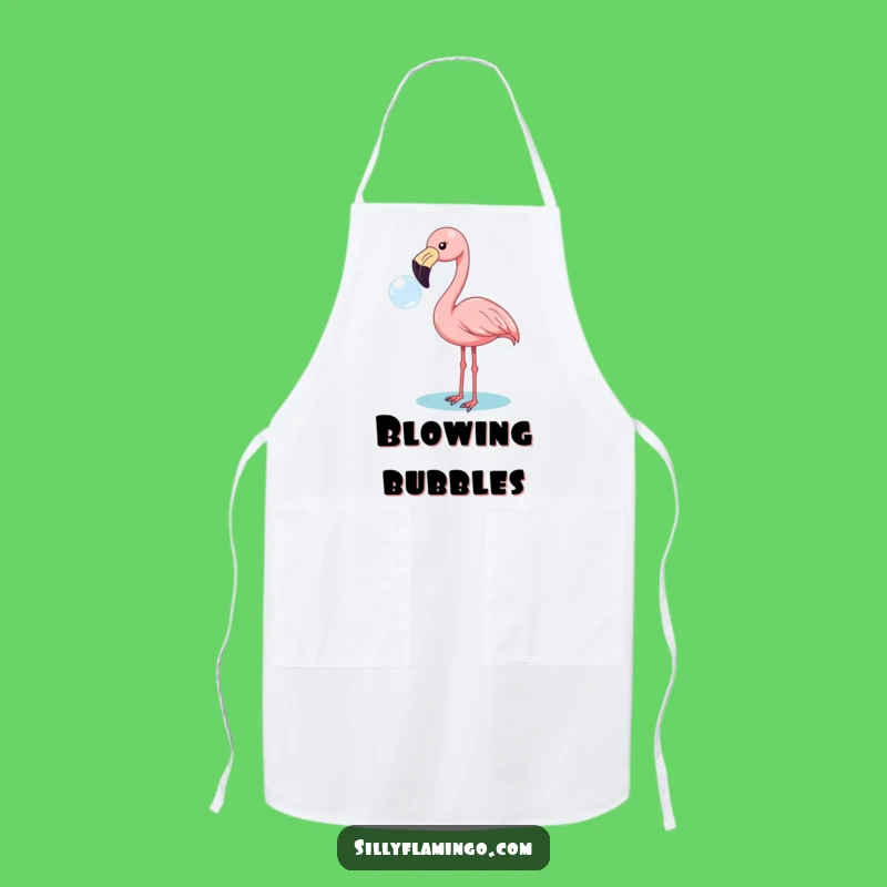 Funny Flamingo Bubble Blowing Apron: Cheerful Kitchen Wear, Perfect Funny Gift