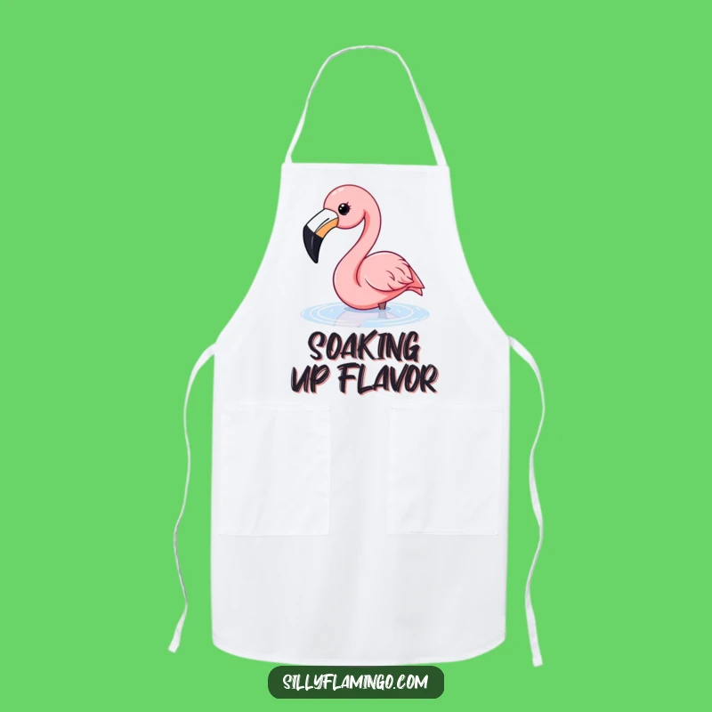 Funny Flamingo Water Dip Apron: Chef Flamingo Happy Beak Kitchen Gear