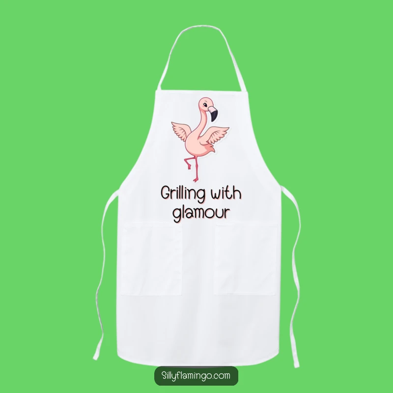 Funny Kawaii Flamingo Wink Apron - Bring Tropical Fun to Your Kitchen!