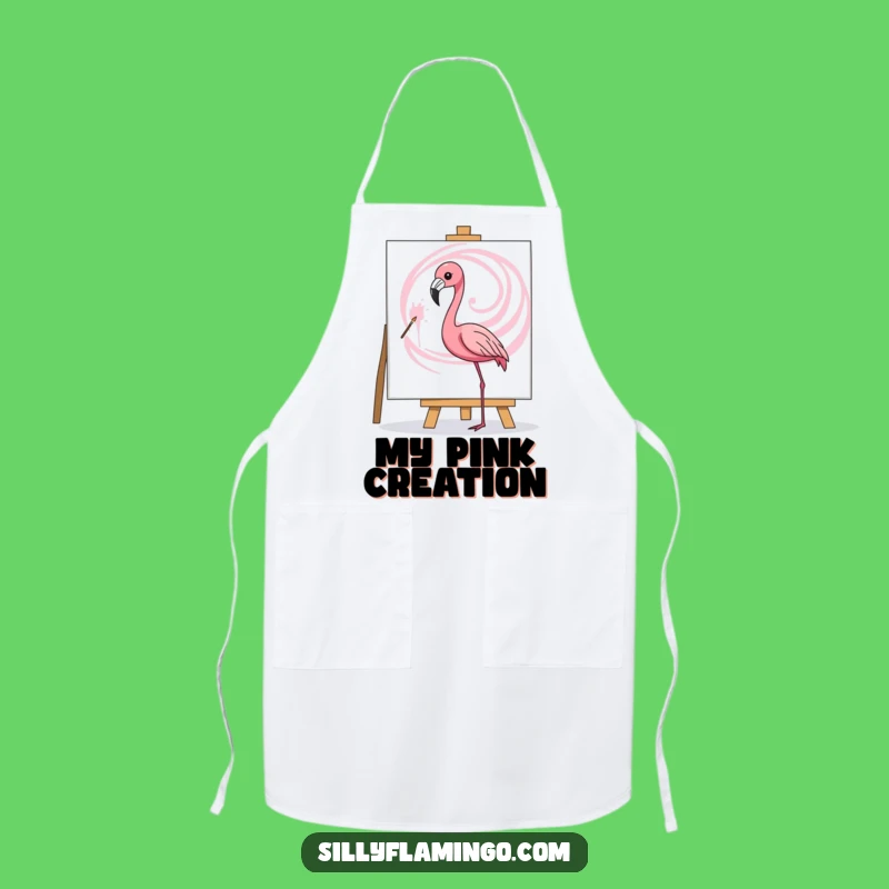 Funny Flamingo Artist Apron - Pink Swirl Painting, Creative Kitchen Gift