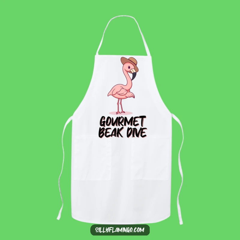 Playful Flamingo Apron: Tiny Hat Chef, Hilarious Kitchen Wear for Fun Cooking