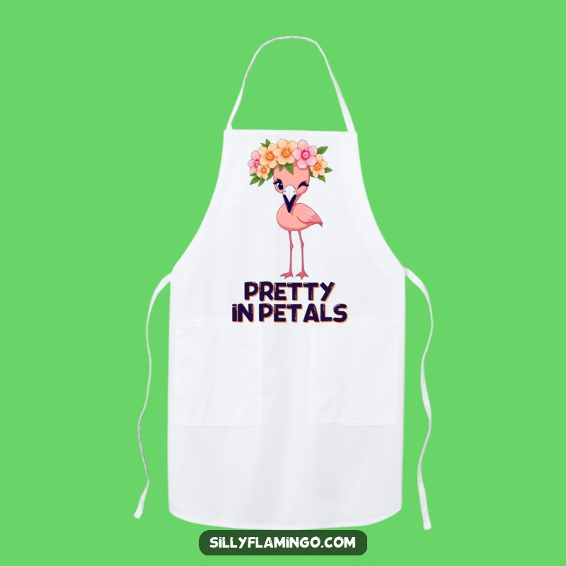 Funny Flamingo Crown Wink Apron: Floral Kitchen Style, Perfect Funny Gift