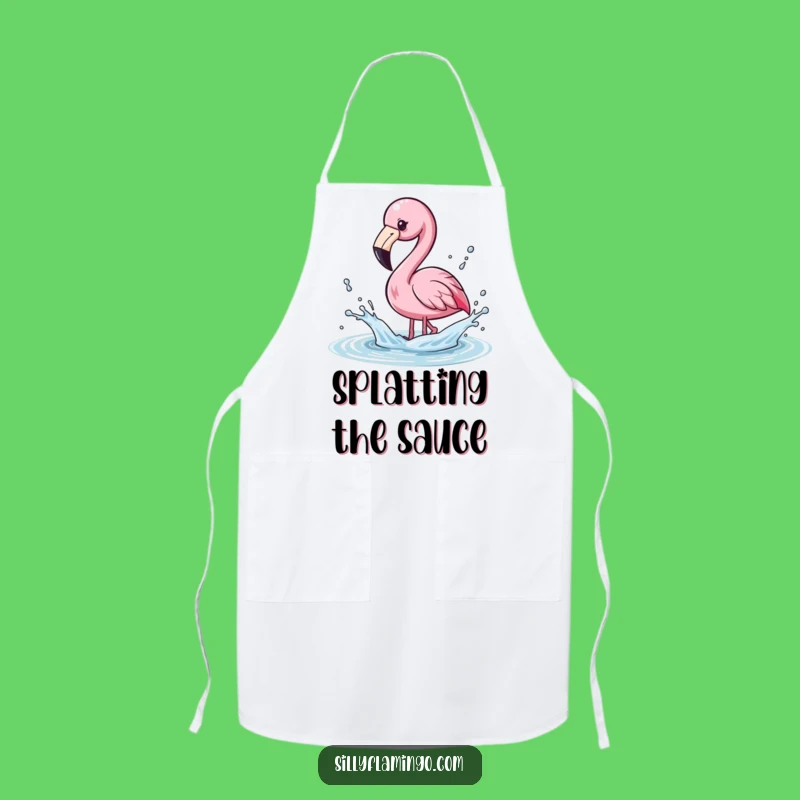 Funny Kawaii Flamingo Splashing Water Apron - Adorable & Hilarious Kitchen Accessory