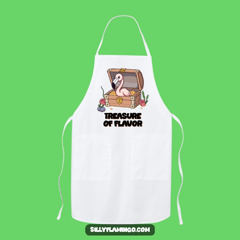 Funny Flamingo Treasure Apron: Adventurous Bird Kitchen Wear for Curious Cooks