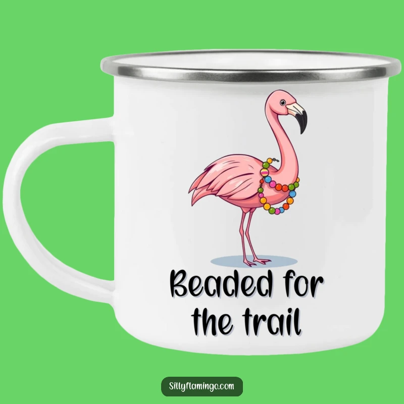 Funny Flamingo Camping Mug: Durable Mug with Beaded Bird, Perfect Outdoor Funny Gift