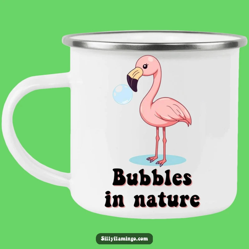 Funny Flamingo Bubble Blowing Camping Mug: Outdoor Bird Fun, Great Funny Gift