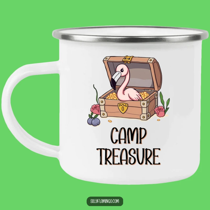 Funny Flamingo Treasure Camping Mug: Durable & Adventurous Bird Gift for Outdoors