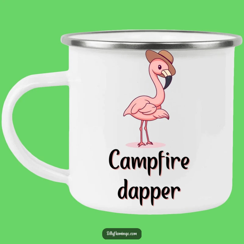 Playful Flamingo Camping Mug: Tiny Hat Explorer, Outdoor Hilarious Gift
