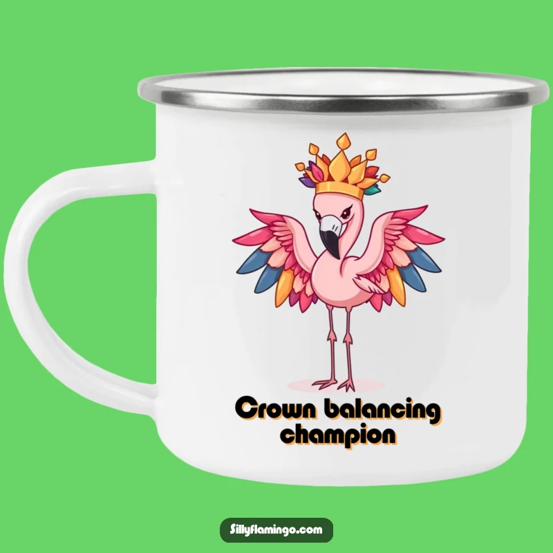 Funny Flamingo Feather Crown Camping Mug: Trail Tales and Regal Laughs