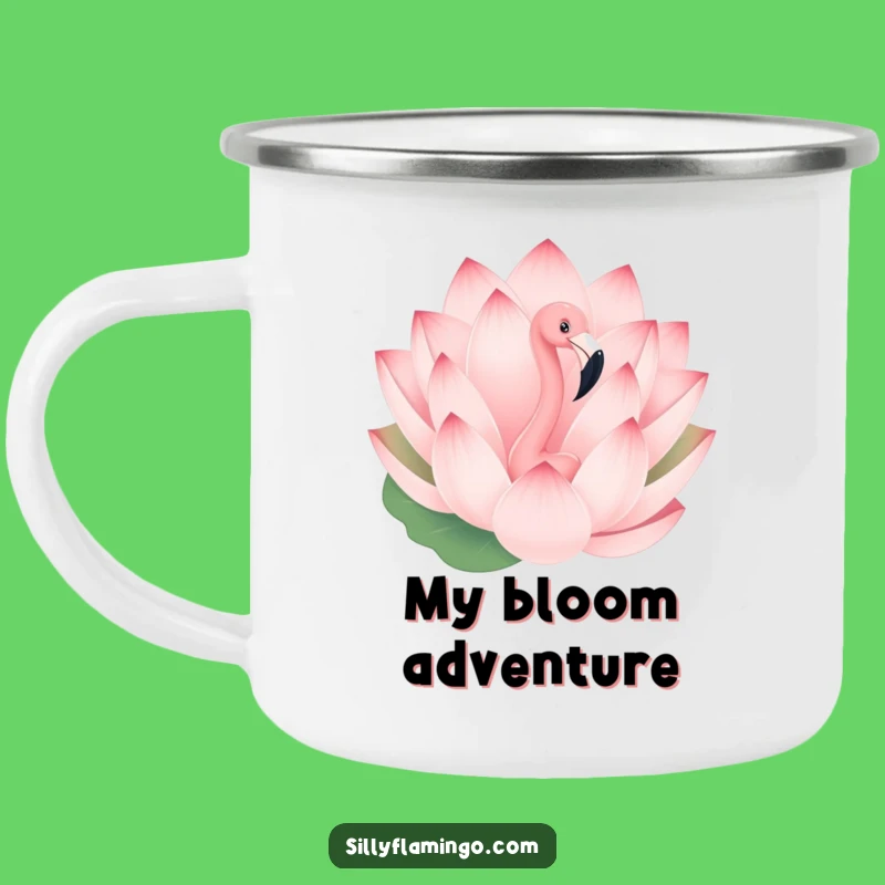 Funny Flamingo Camping Mug - Peekaboo Lotus Flower Design, Bird Lover Outdoor Gift