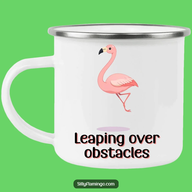 Funny Flamingo Long Legs Enamel Camping Mug - Outdoor Laughs Gift