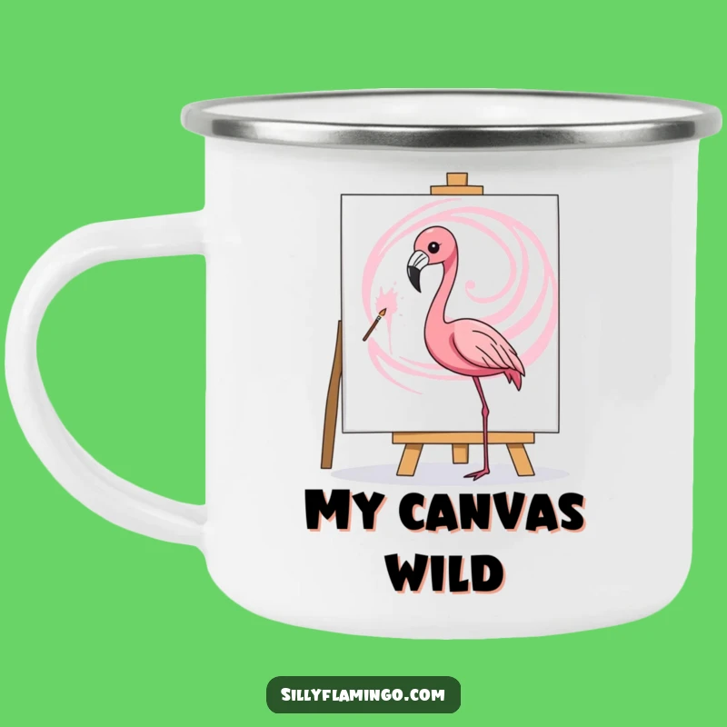Funny Flamingo Artist Camping Mug - Pink Swirl Painting, Creative Bird Gift