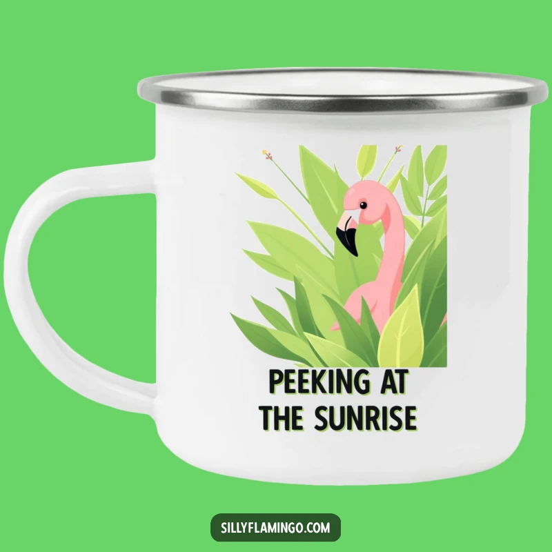 Funny Flamingo Camping Mug: Durable Mug with a Peeking Bird, Perfect Outdoor Funny Gift