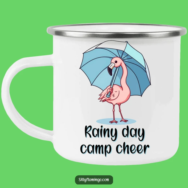 Funny Kawaii Flamingo Umbrella Camping Mug - Outdoor Fun with a Twist