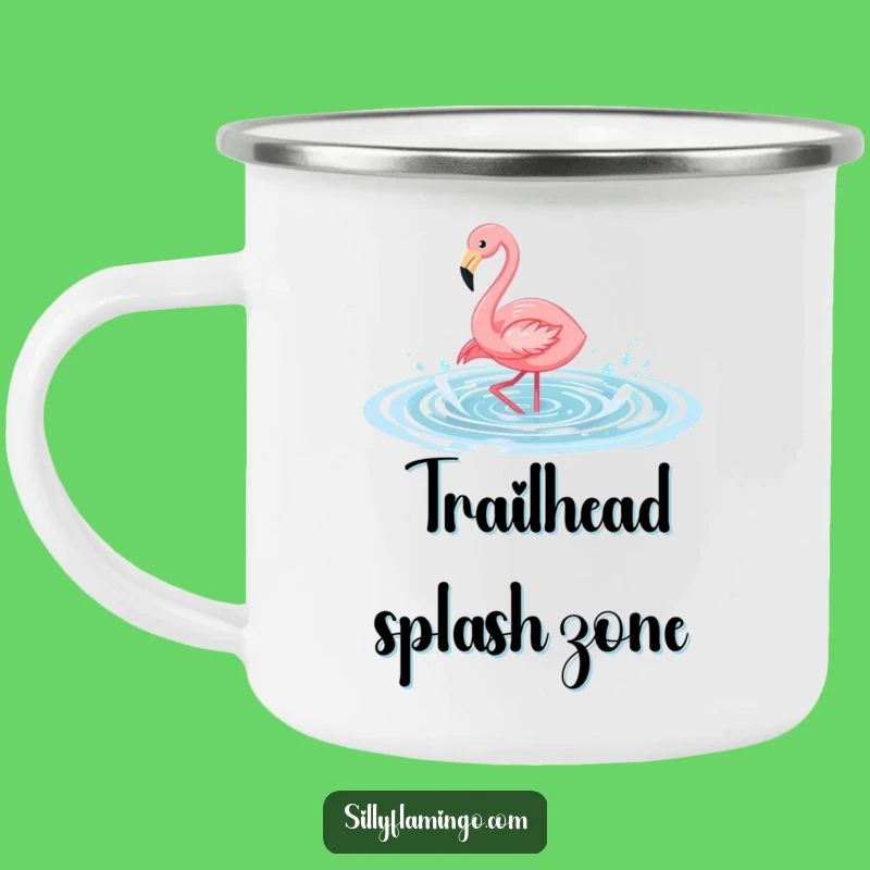 Funny Flamingo Pool Splash Camping Mug: Durable & Hilarious Enamel Cup, Perfect Gift
