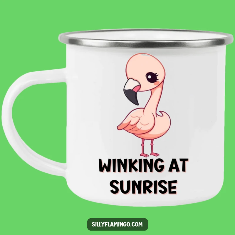 Funny Kawaii Flamingo Winking Camping Mug: Adventure with Adorable Style