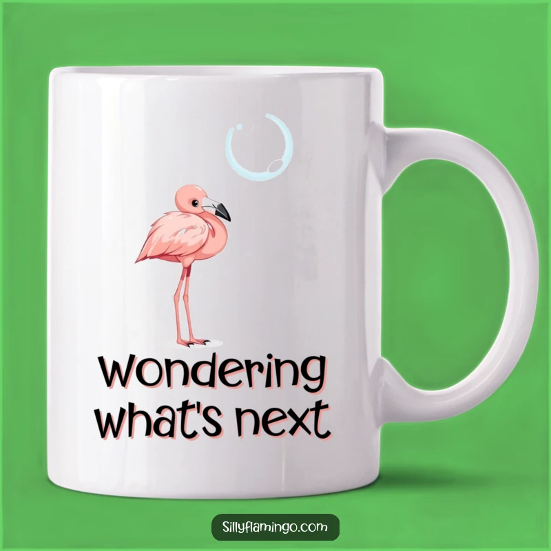 Funny Curious Flamingo Mug: Bubble Watcher, Whimsical Gift!