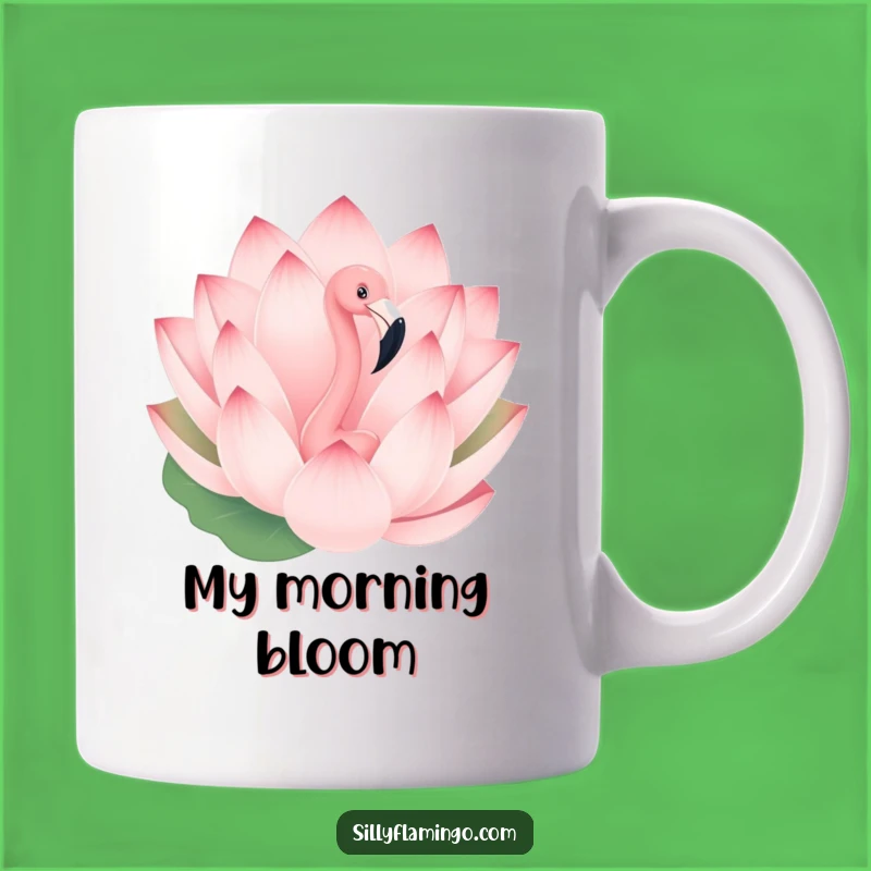 Funny Flamingo Mug - Peekaboo Lotus Flower Design, Playful Bird Lover Gift Mug