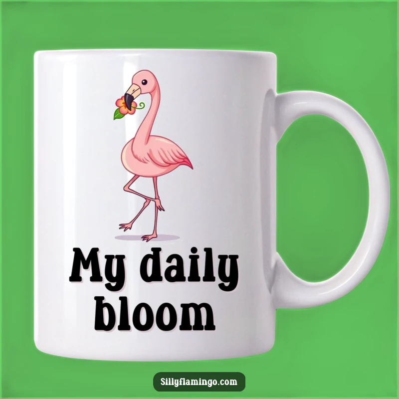 Funny Flamingo Strut Mug: Pink Bird with Flower, Chic and Humorous Gift