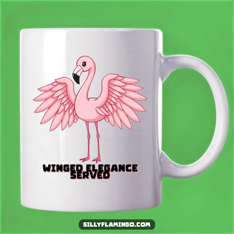 Funny Flamingo Wings Mug: Elegant Bird Pose, Perfect Gift for Bird Lovers
