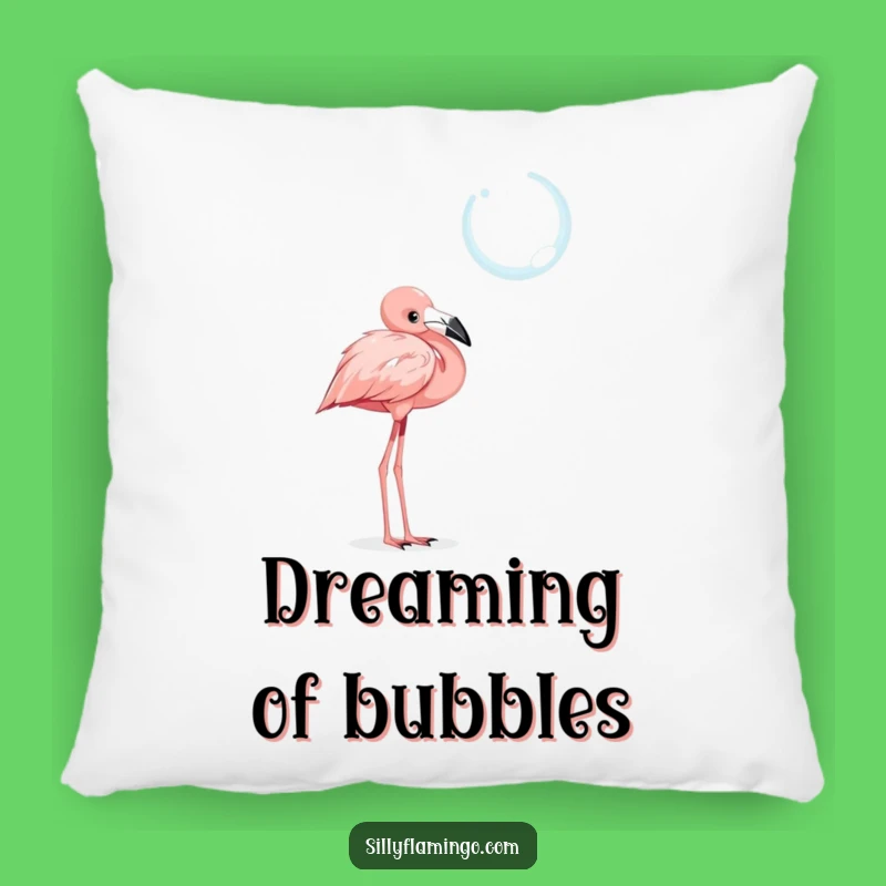 Funny Flamingo Pillow: Bubble Contemplation, Cozy Whimsical Gift!