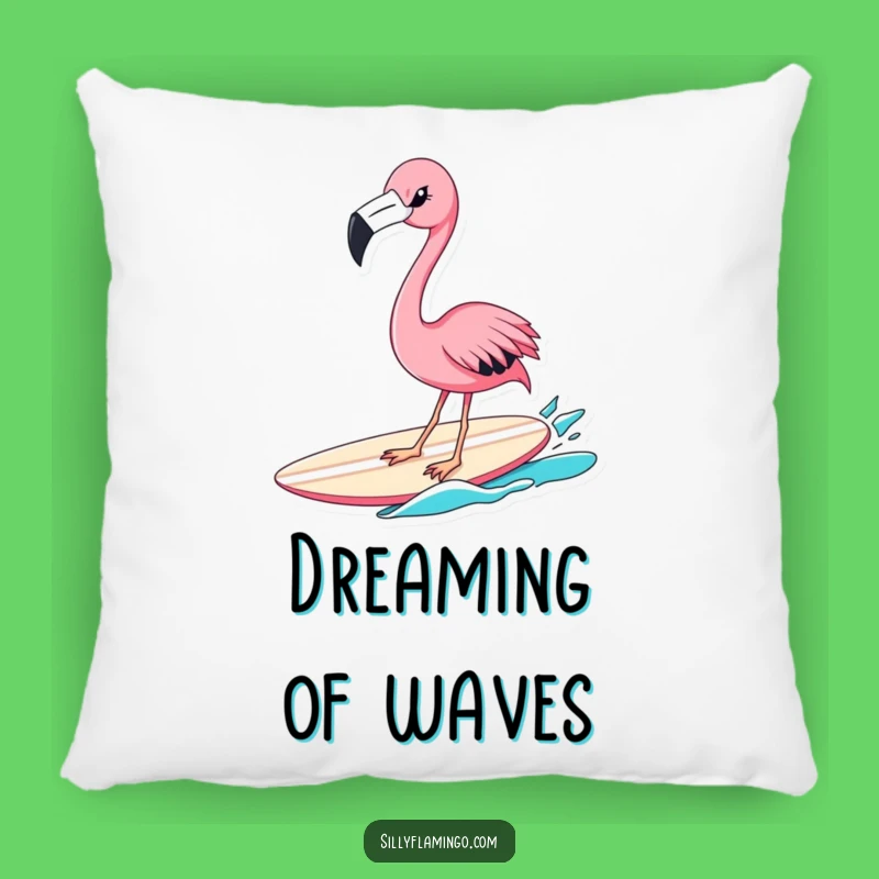 Funny Flamingo Surfer Pillow: Comfy Winking Bird Cushion, Cozy Gift Idea