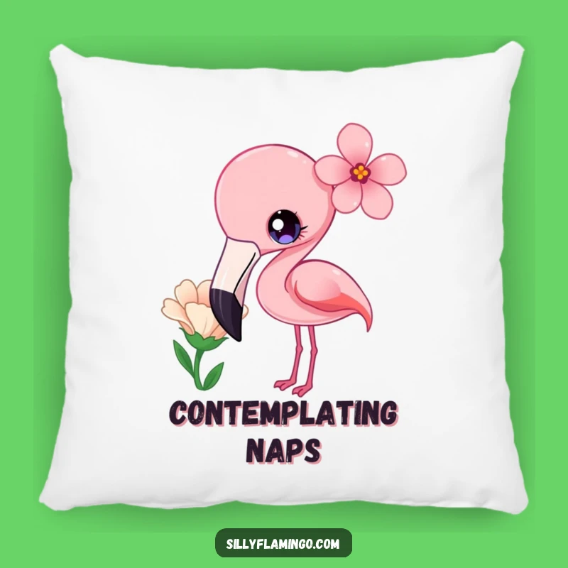 Funny Kawaii Flamingo Curious Flower Pillow - Cozy & Whimsical Accent