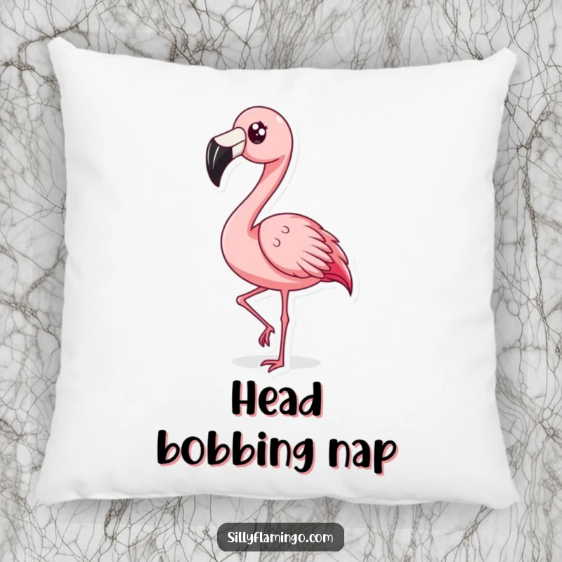 Funny Surprised Flamingo Pillow: A flamingo with a shocked expression rapidly bobbing its head, offering comfort and a hilariously expressive decorative touch.