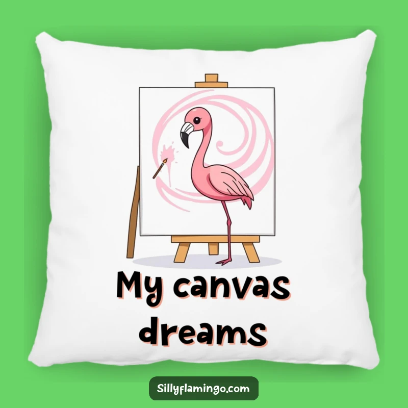Funny Flamingo Pillow - Pink Swirl Painting Comfort, Creative Artist Gift