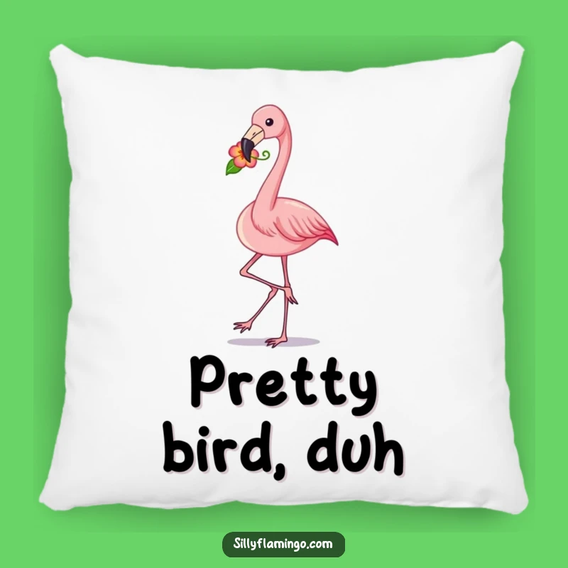 Funny Flamingo Strut Pillow: Soft Pink Bird with Flower Cushion, Cozy Gift