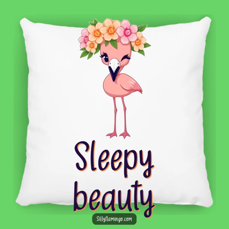 Funny Flamingo Crown Wink Pillow: Cozy Floral Charm, Whimsical Funny Gift