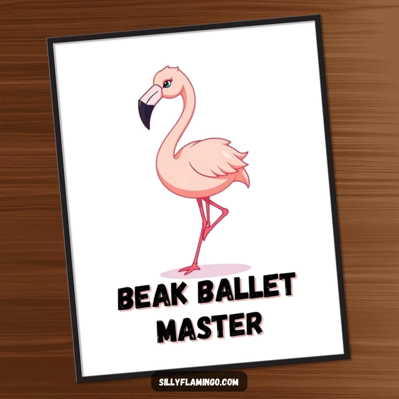 Funny Flamingo Digital Art Print: A flamingo is captured mid-silly dance, beak flailing, full of energy.