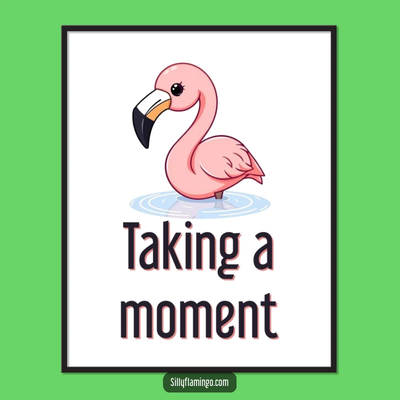 Funny Flamingo Water Dip Digital Print: Happy Beak Flamingo Art Download