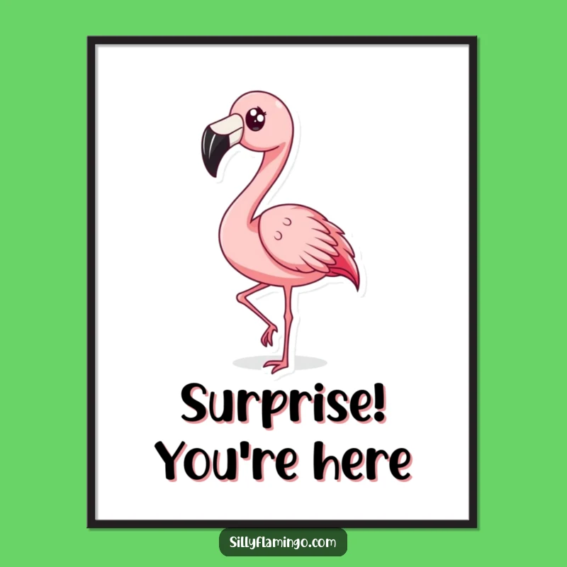 Funny Surprised Flamingo Bobbing Digital Art: Instant Comedic Decor, Perfect Funny Gift Download