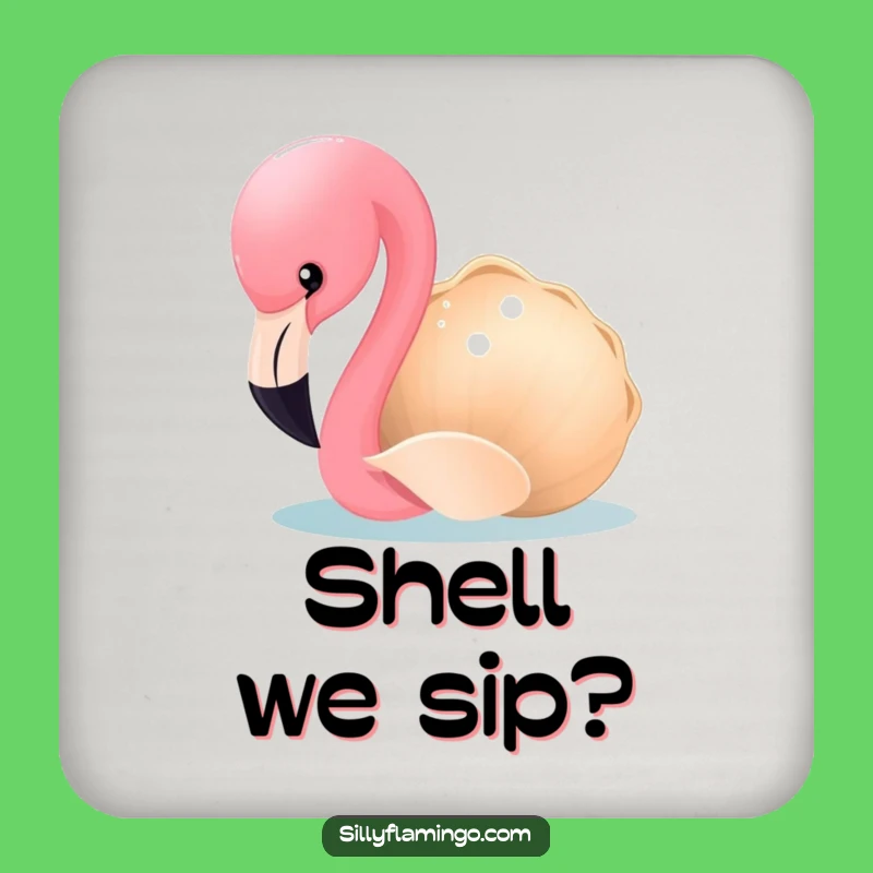 Funny Flamingo Coaster: Curious Bird & Seashell Drink Protector, Hilarious Gift