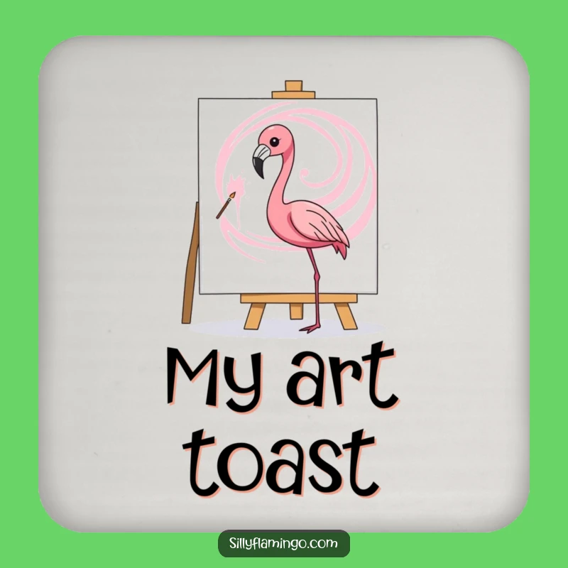 Funny Flamingo Drink Coaster - Pink Swirl Painting Protector, Creative Gift Set