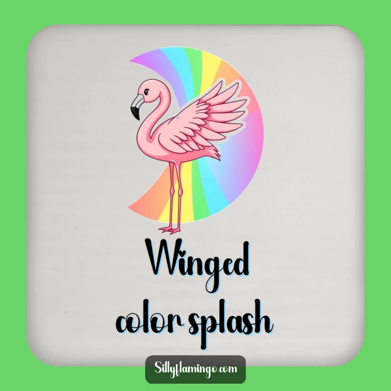 Funny Flamingo Rainbow Coaster: Wing Art Decor, Colorful and Fun Gift