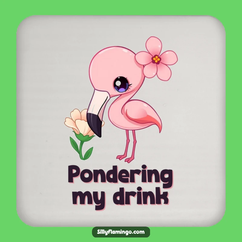 Funny Kawaii Flamingo Curious Flower Drink Coaster - Adorable Table Protector