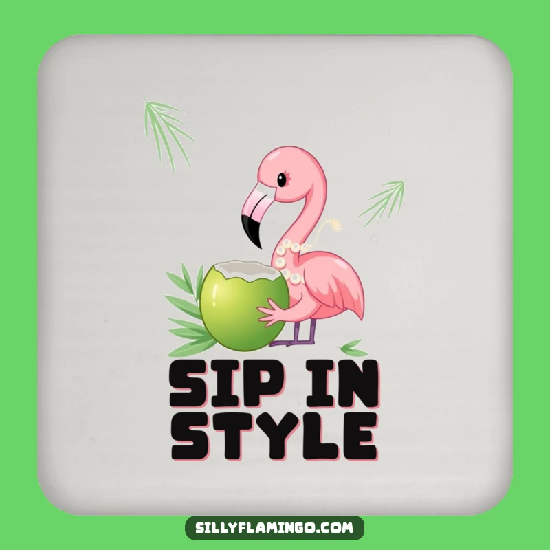 Funny Pearl Flamingo Coaster - Chic Surface Protection