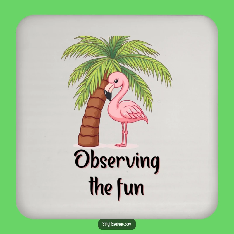 Funny Flamingo Palm Coaster - Tropical Drink Protection & Peek Gift