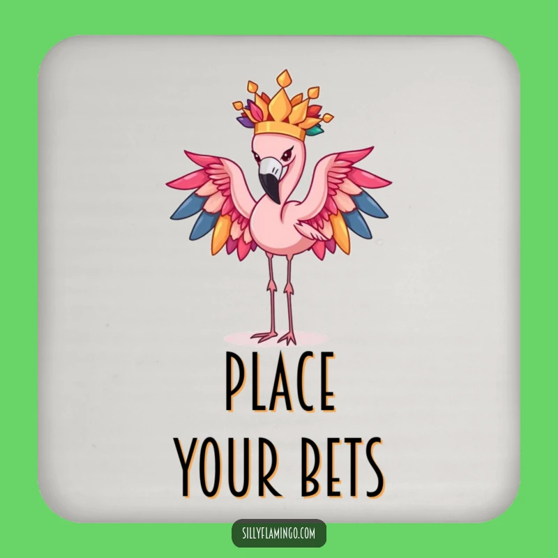 Funny Flamingo Feather Crown Coasters: Protect Surfaces with Regal Comedy