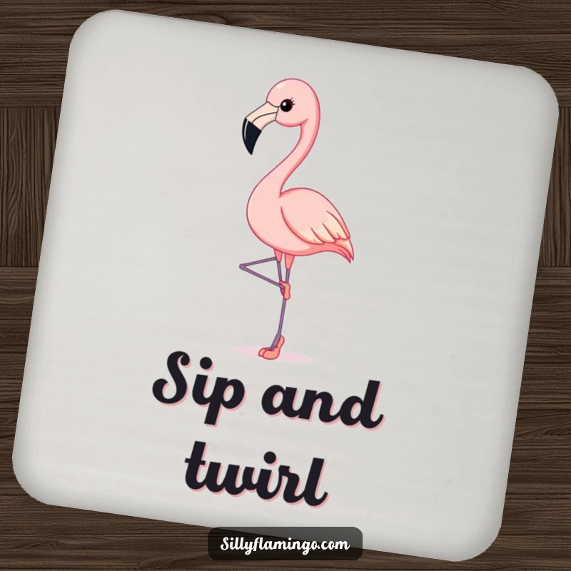 Funny Flamingo Coasters: Flamingo gracefully balances in tiny ballet slippers, offering elegant and humorous surface protection.