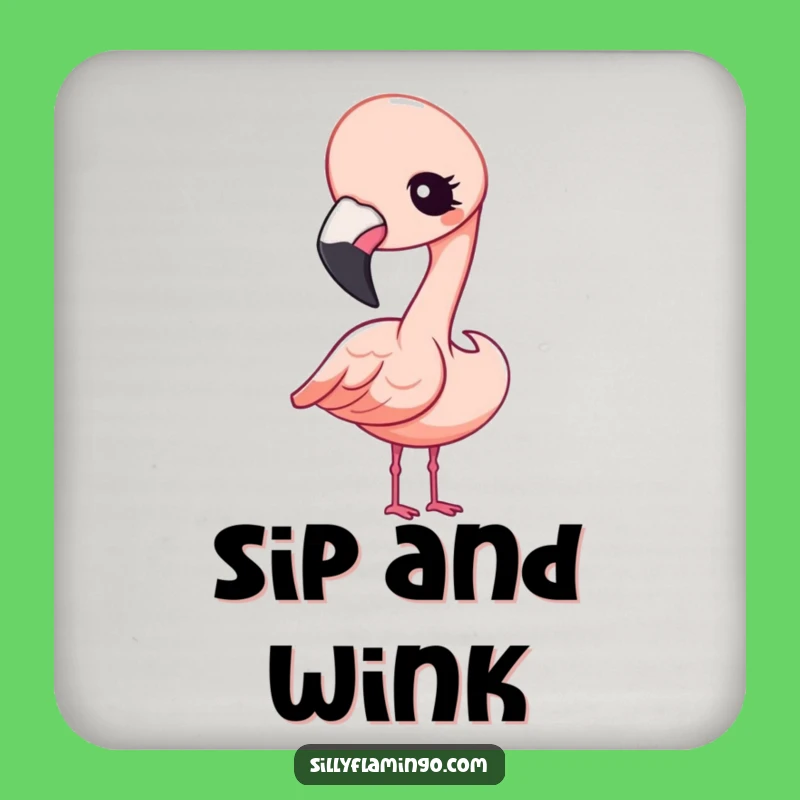 Funny Kawaii Flamingo Winking Coaster: Protect with Playful Charm