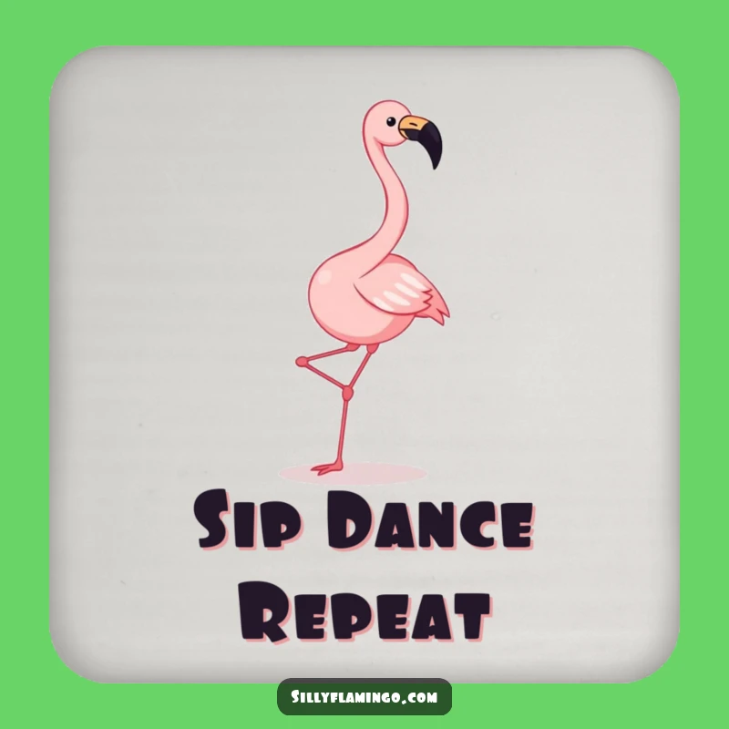 Funny Flamingo Dance Coaster: Joyful Squawk Flamingo Kicking Legs Drink Saver