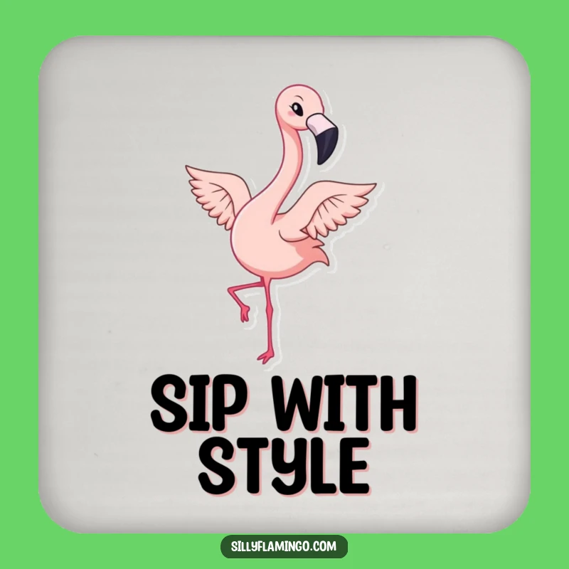 Funny Kawaii Flamingo Wink Coaster - Protect Surfaces with Tropical Style!