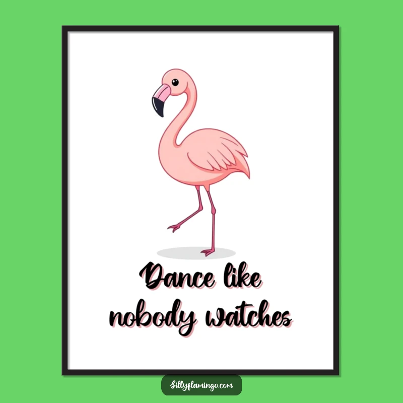 Funny Flamingo Shimmy Poster: Dancing Bird Art, Hilarious Wall Decor Gift