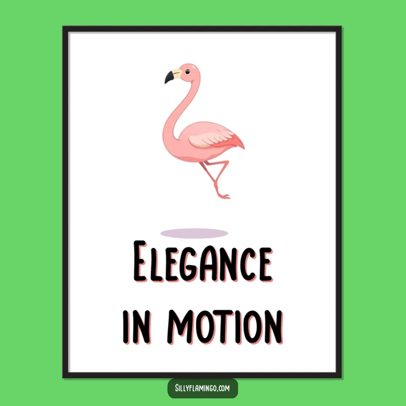 Funny Flamingo Long Legs Leap Art Poster - Whimsical Wall Decor Gift