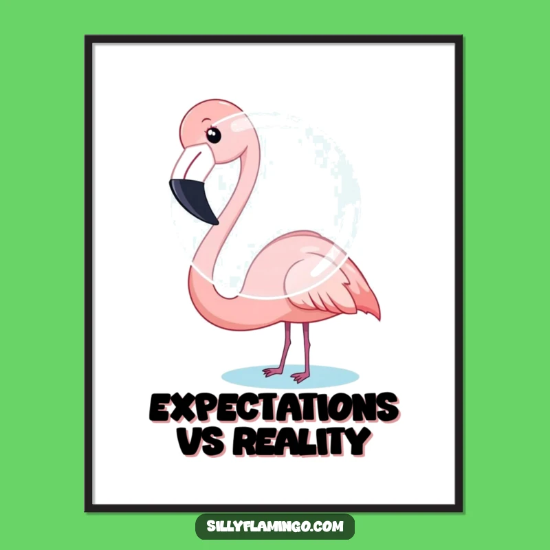 Funny Flamingo Bubble Poster: Giant Attempt Art, Whimsical Decor, Unique Gift