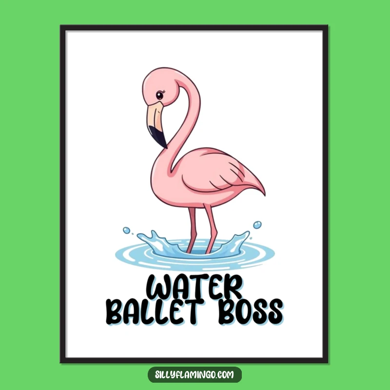 Funny Flamingo Poster - Playful Splash Art, Tropical Wall Decor Gift