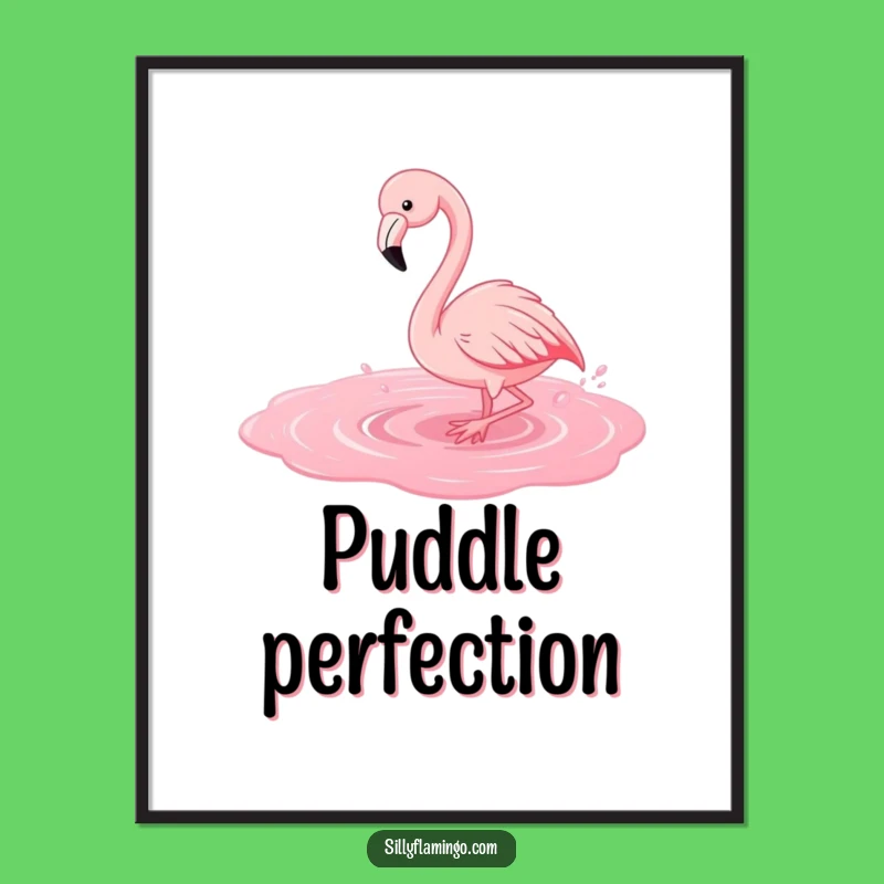Funny Flamingo Splash Poster: Playful Art, Perfect Home Decor Funny Gift